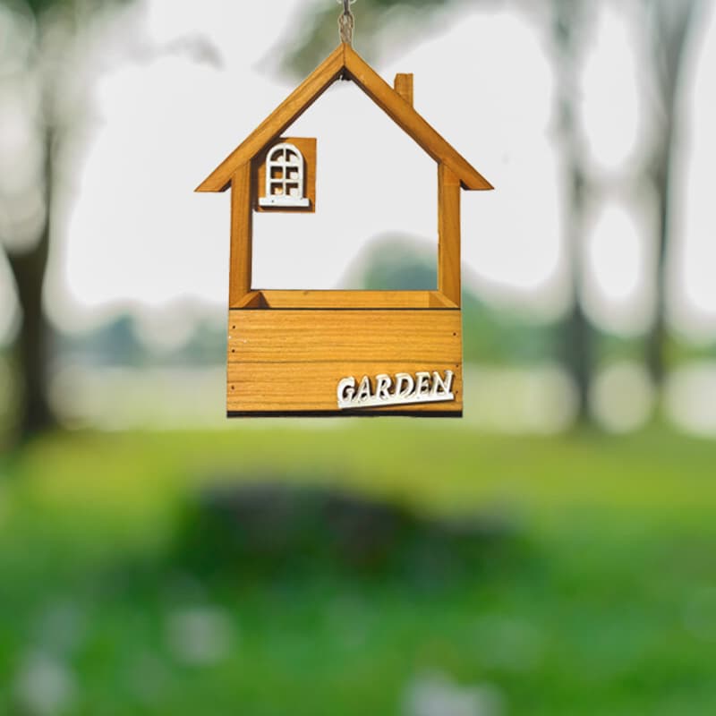 Charming Wooden House Hanging Bird Feeder - Attract Wild Birds to Your Garden