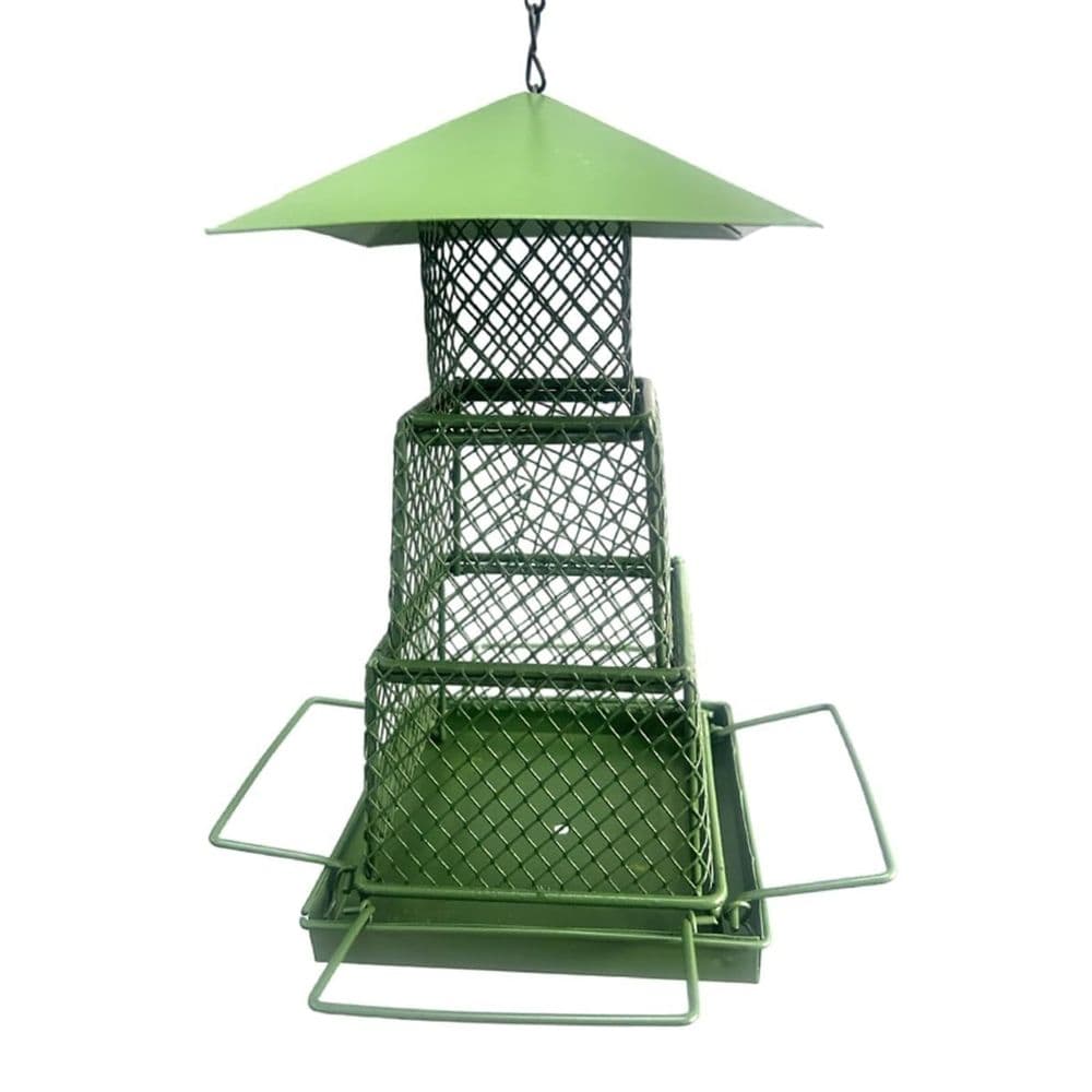 Squirrel-Proof Metal Bird Feeder | Hanging Outdoor Iron Mesh Tray | Rust-Resistant Powder Coated | Easy Drainage & Cleaning | Garden Decoration | 13.5x13.5x12.5cm, photo 1 of 5