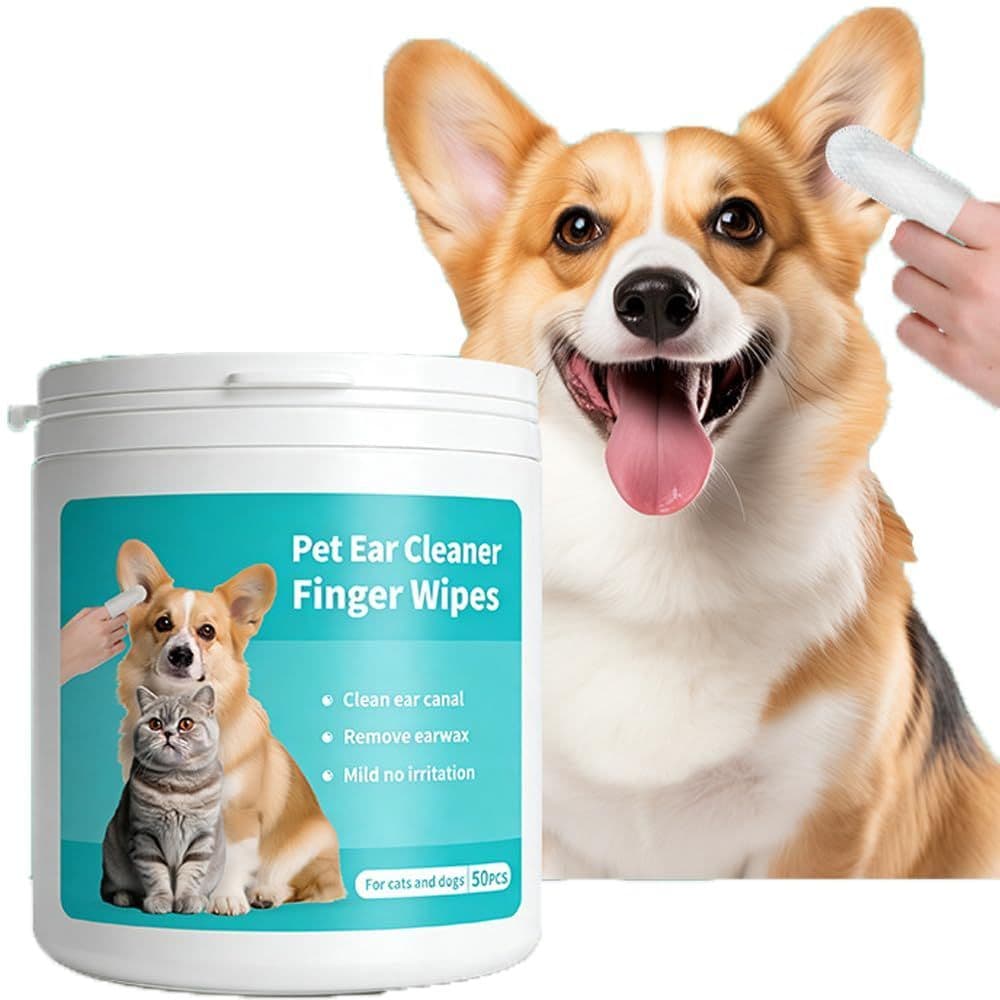 Ear Cleaner Finger Wipes for Dogs & Cats,50 Counts Pet Ear Wipes,Pet Ear Cleaner Finger Wipes to Remove Wax, Dirt, Relieve Ear Itching & Inflammation for Dogs & Cats, photo 1 of 7