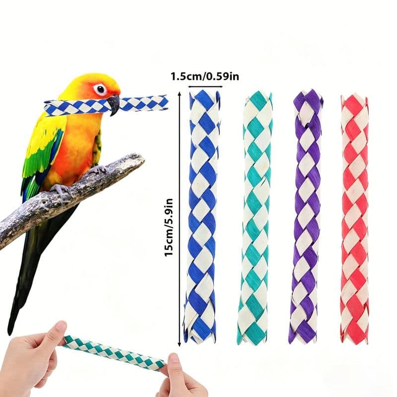Bird Toy (Palm Leaf/Wood) Size: 150mm Color: Red For Parrots (10pc), photo 1 of 4
