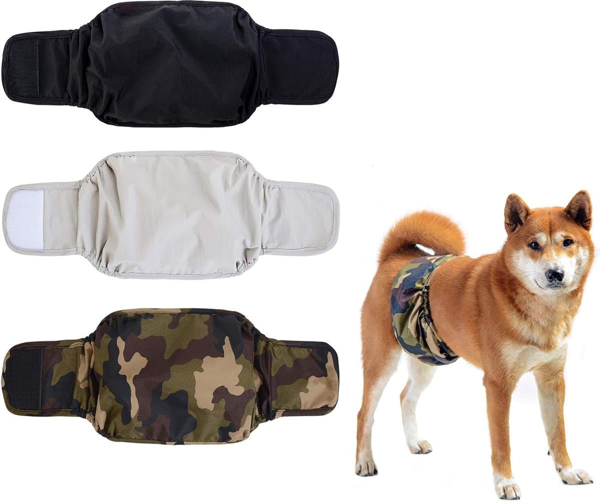 Dog Heat Pants - 3 Pieces - Dog Pants - Dog Diaper - Size L - Super Absorbent - Washable - Reusable - Prevents Unwanted Pregnancies in Female Dogs - Eco-Friendly - Perfect Fit - For Incontinence and Heat, photo 1 of 5