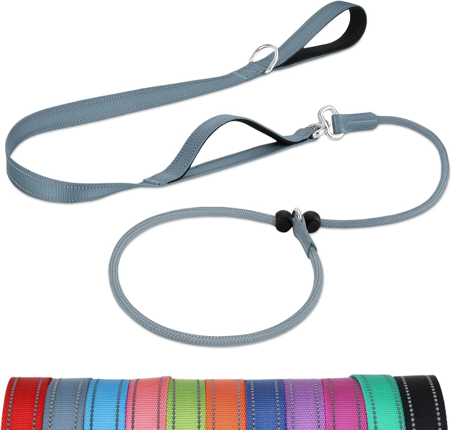 Tangle-Free Slip Leads for Dogs, 1.8 m Leash with Padded Double Handle, Reflective Nylon Training Small Medium Dogs 6.8-18 kg, Gray Feet(6.8-18 kg), photo 1 of 6