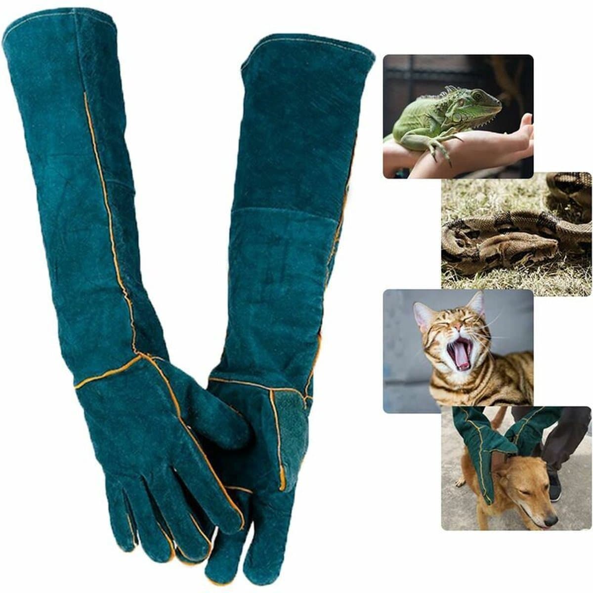 Pet Protection Gloves - Anti-bite - Abrasion-resistant - Insulated - Anti-scratch - Thickened - Anti-slip - Supple Leather - Pet Glove - 60cm - Heavy Duty Glove - Work Glove - Five-finger Gloves - Welding Gloves, photo 1 of 5