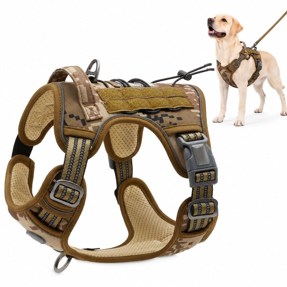 Reflective Anti-Pull Dog Harness, Adjustable Tactical Pet Vest for Medium and Large Dogs, Durable No-Pull Dog Walking Harness with Handle, Size M, Chest Girth 66-106.6cm, photo 1 of 4