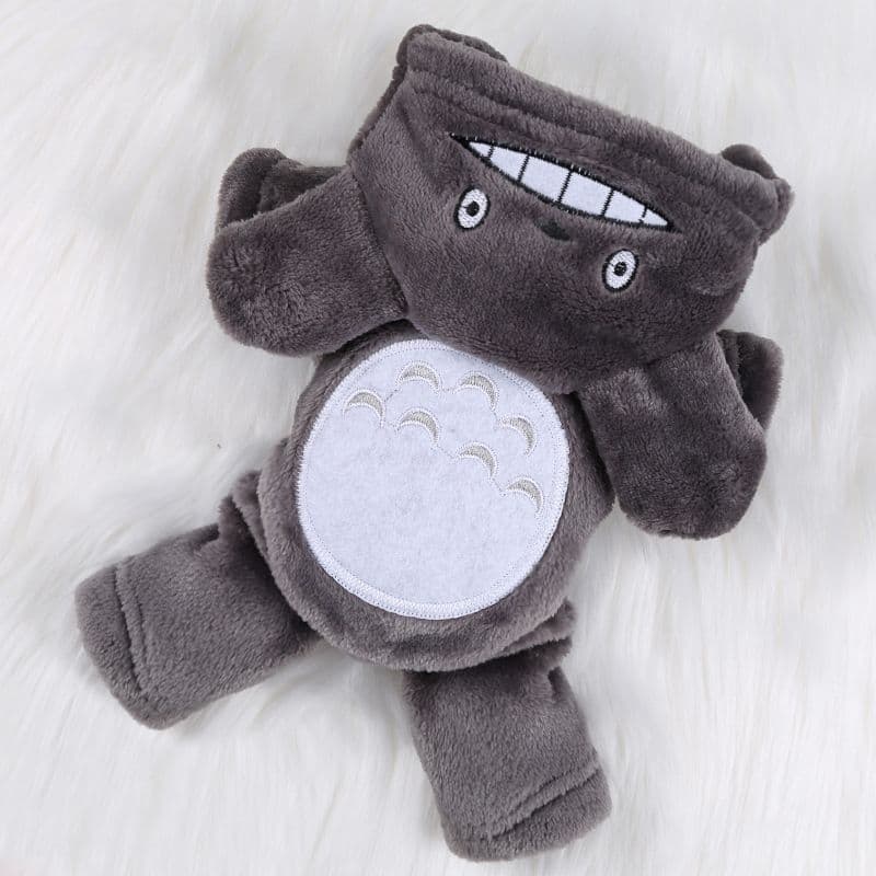 shine Pet Four Legged Clothing Polyester Cotton Four-legged flannel extra-long-eared rabbit back length - Four-legged Totoro Gray (sleeves, photo 1 of 10