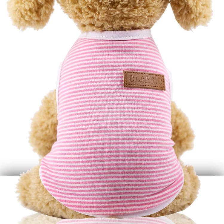 Shine Cotton Dog Vest Small Medium Pet Summer Breathable vest-Cactus - Classic Striped Pink Cotton Vest, photo 1 of 10