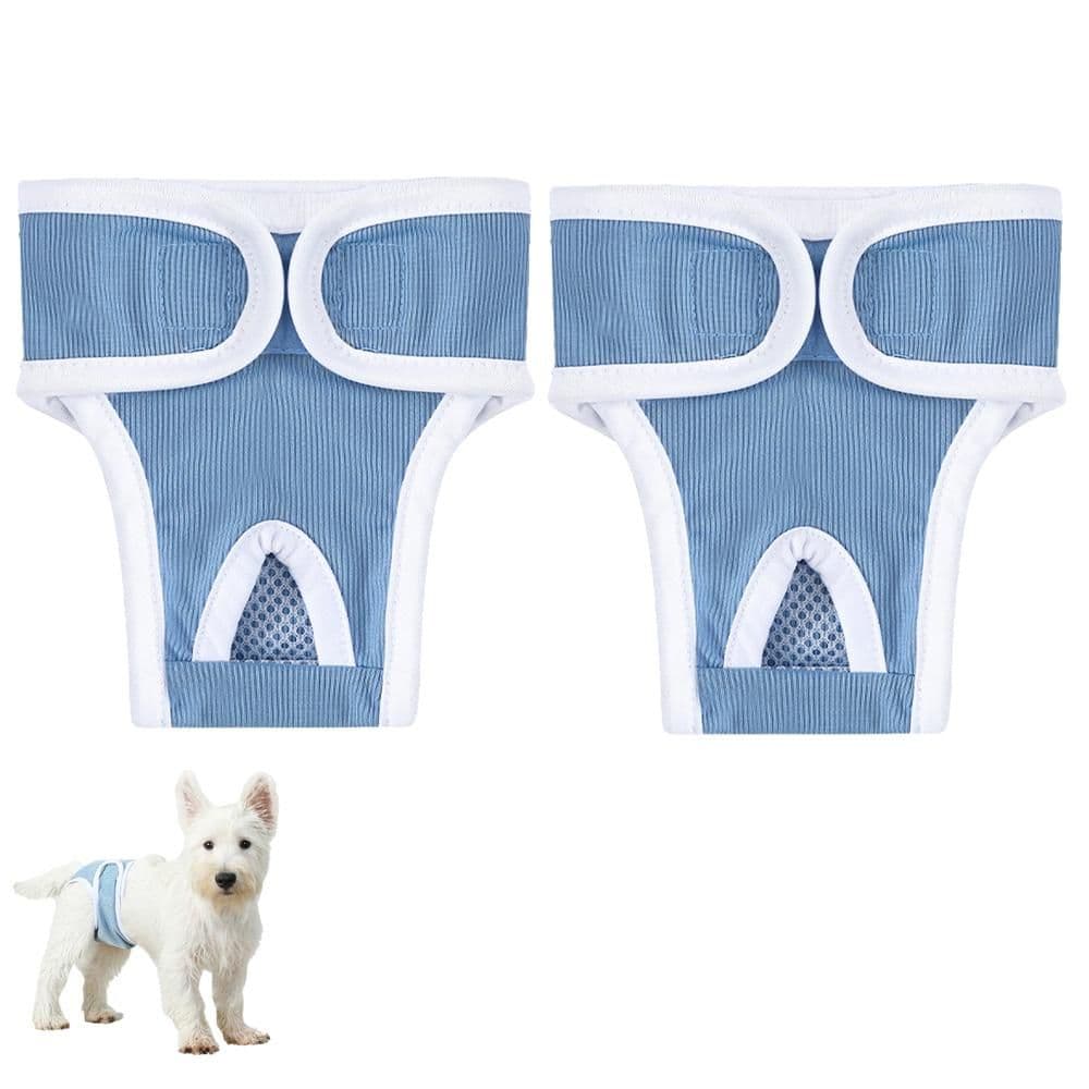 2pcs Dog Diapers Reusable Washable Nappy Wraps Panties for Pets Period Underpants-Blue, photo 1 of 10