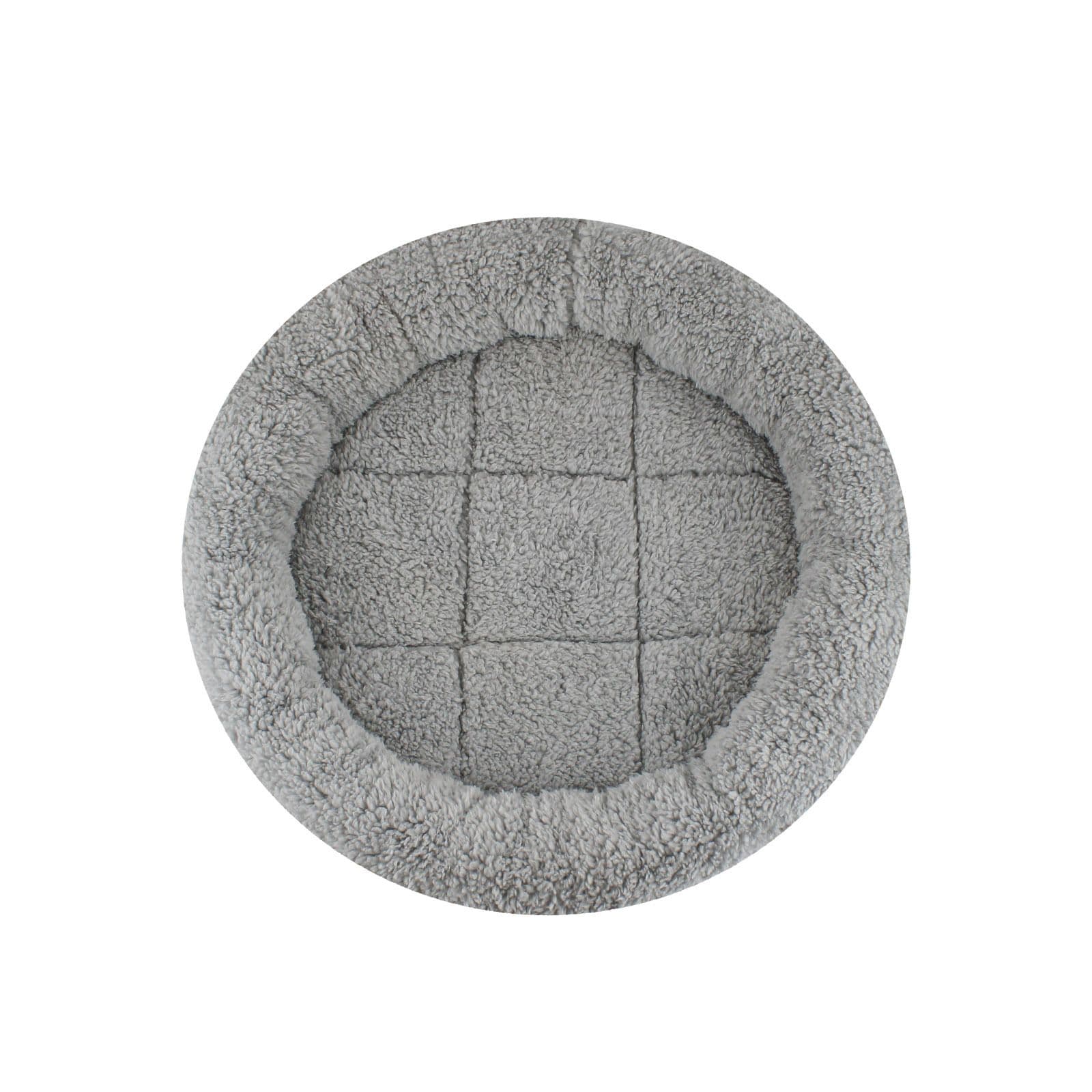 Enjoying Plush Cat Bed Mat Diameter 50 cm Round Pad with Pillow Around for Cats Dogs Relying/Curling Sleep Warm Dog Cushion for Crates, Antiskid Bottom, Large, Gray, photo 1 of 5