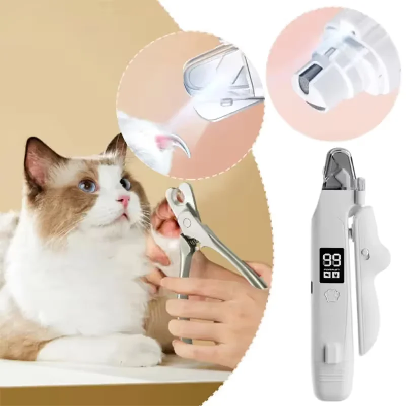 2 in 1 Pet Nail Clippers with Grinder LED Light Rechargeable Electric Dog Cat Nail Trimmer with LCD Display, photo 1 of 6