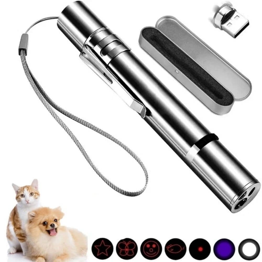 Cat Laser Pointer Toy,USB Rechargeable for Cats Dogs Chaser Toys,Interactive Exercise Multi Pattern Pet Command Light,7 in 1 Function,5 Pattern, photo 1 of 5