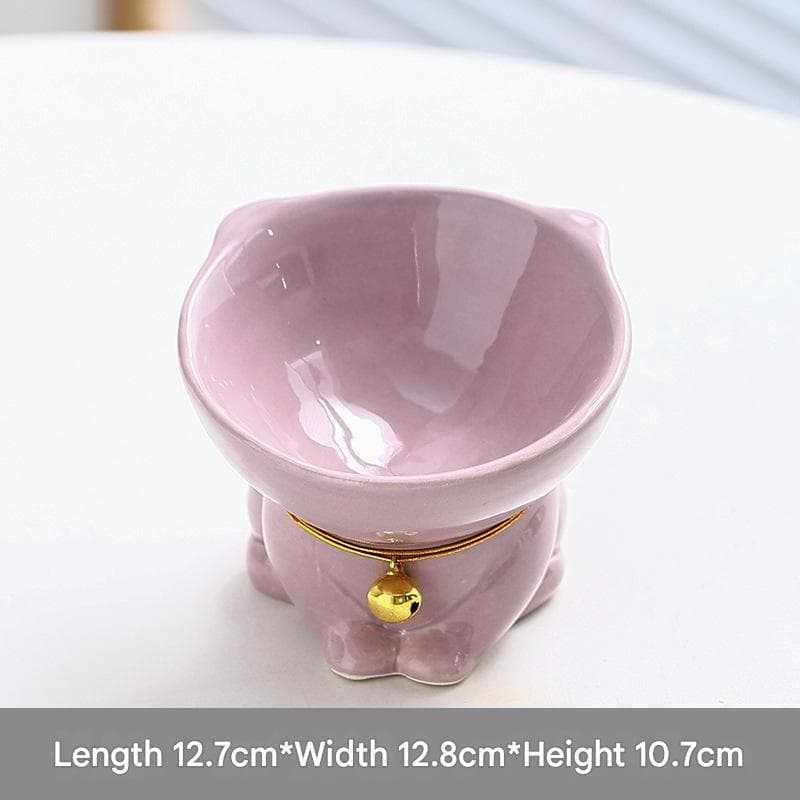 Cute Ceramic Cat Bowl - Pet Feeder for Feeding and Drinking