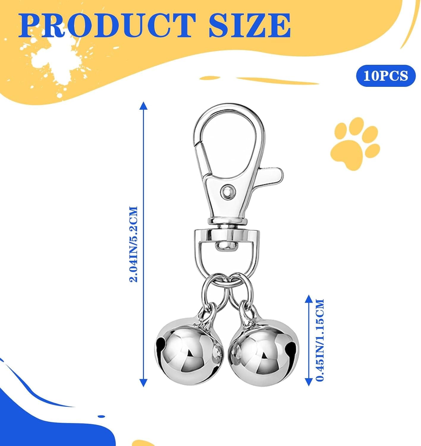 10 PCS Small Bell for Dog Collar Loud Bells for Cat Collars Mini Sliver Training Bells Cat Loud Bell Necklace with Heavy Duty Snap Clips Pet Pendant for Dogs Pets Tracking Training Christmas Gift, photo 1 of 6