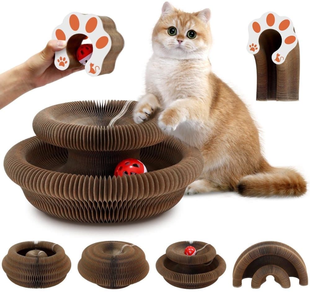 2-in-1 Cat Scratching Mat with Ball and Bell, Interactive Cat Toy, Magnetic Design, Compatible with All Cats, 40x30cm, photo 1 of 8