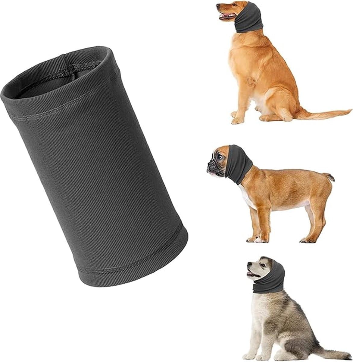 Dog Ear Protector - Dog Ear Protection - Noise-Dampening Dog Headband - Noise-Resistant Dog Neck Collar - Ear Protection For Dogs - Dog Ear Protector - Comfortable - Soothing - Soft - Anxiety Relief Noise Protection - Size M - Grey, photo 1 of 5