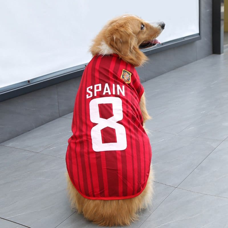 Pet Vest Dog Cat Soccer Jersey Polyester - Red 8 Spain, photo 1 of 10