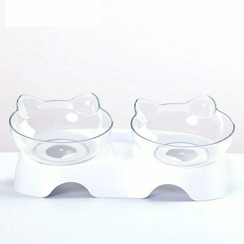 Double Cat Bowls, Orthopedic Pet Bowl Anti-vomiting, Cat Food Bowl Water Bowl Dog Bowl, Angled Cat Bowl Protects the Spine, 15° Inclined Bowl, photo 1 of 5