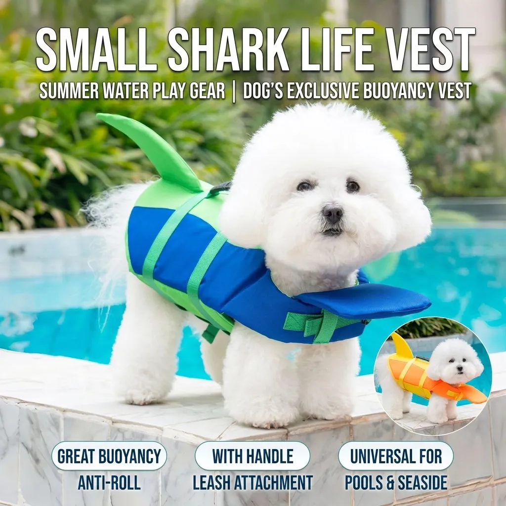 Dog Life Jacket with Shark Fin, Adjustable Pet Floatation Vest for Swimming, Boating and Beach Days, High Buoyancy Swimsuit with Rescue Handle for Small to Large Dogs,), photo 1 of 10