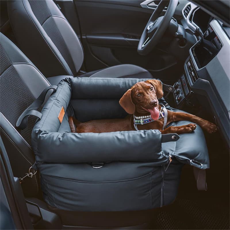 Premium Plush Pet Booster Car Seat - Portable Dog Travel Bed with Non-Slip Base