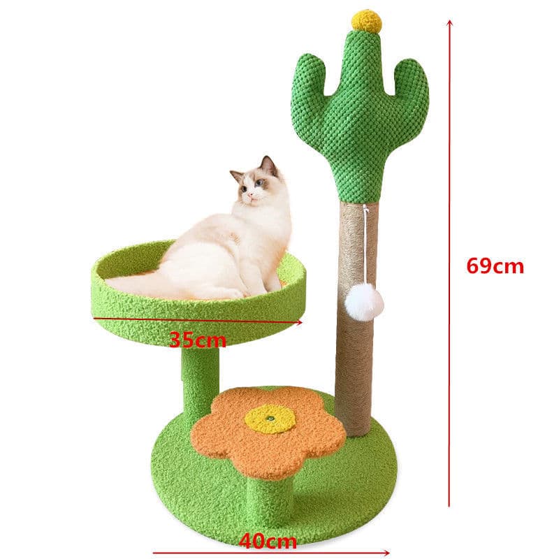 Pineapple Cat Tree with Scratching Post & Cozy Perch - Multi-Level Cat Tower with Flower Platform and Hanging Ball for Indoor Cats