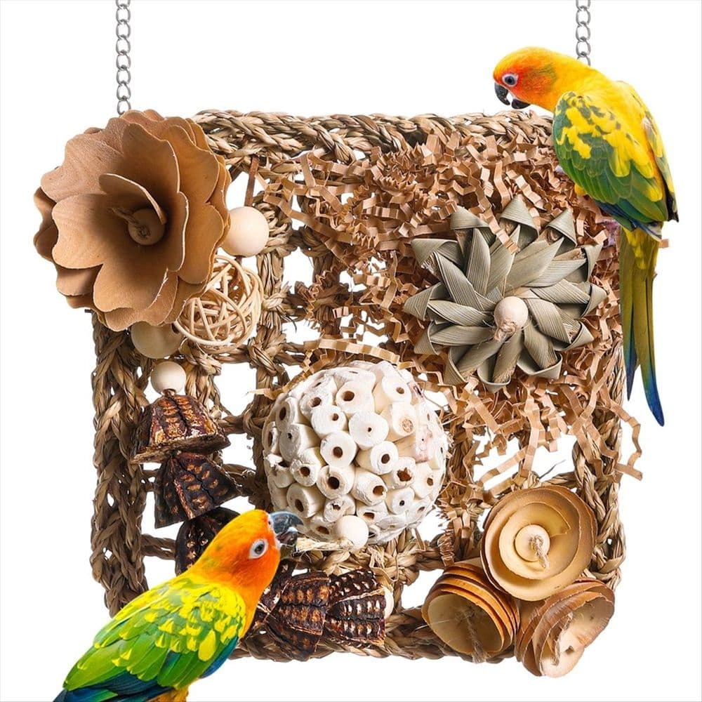 Bird Toys, Parakeet Toys Bird Foraging Toys Grass Mat Climbing Wall for Parakeet,Parrot,Cockatiel,Conure,Lovebird, photo 1 of 5