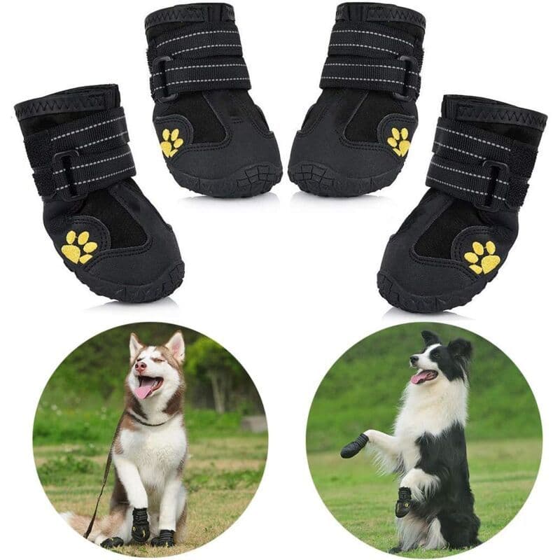 4 Pack Protective Dog Boots, Waterproof Dog Shoes for Medium and Large Dogs Black 1, photo 1 of 4