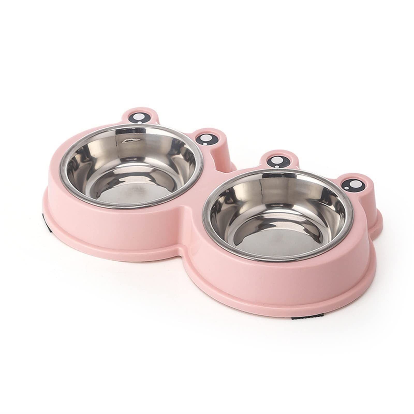 2 pcs Stainless Steel Pet Bowls, Double Food & Water Bowls for Dogs, Cats & Rabbit, Non-Slip Pet Feeder with Cute Modelin, photo 1 of 5