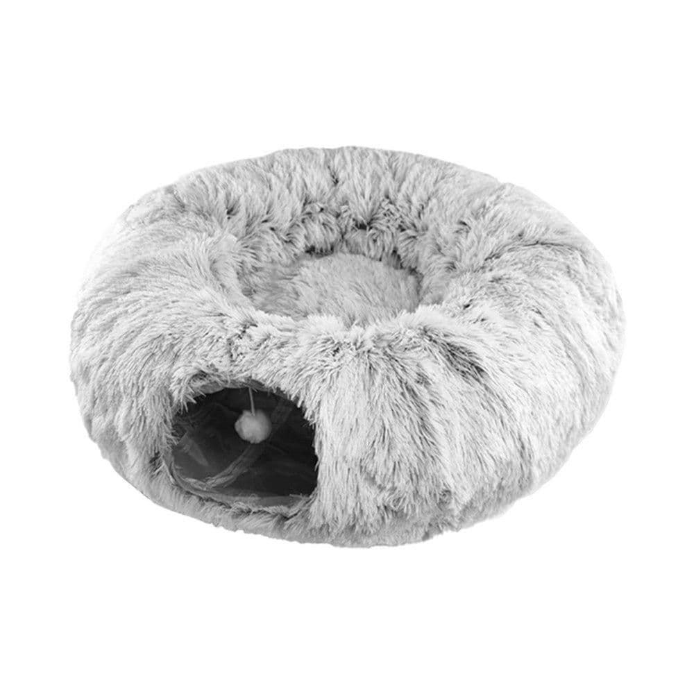 Plush Cat Tunnel with Cat Bed Pet Cat Tunnel Toys Gray, photo 1 of 6