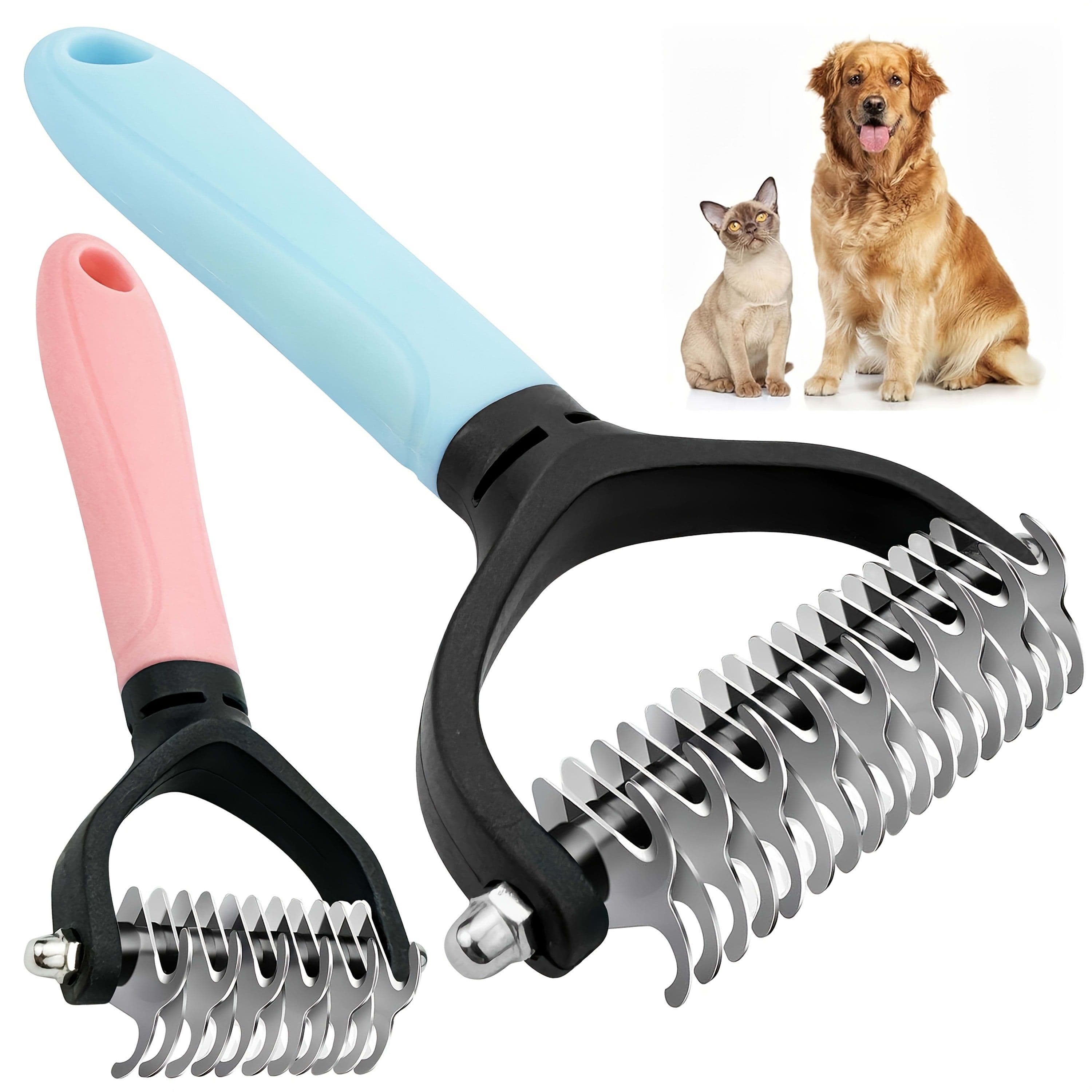 Professional Pet Dematting Comb for Dogs and Cats - Stainless Steel Grooming Tool for Removing Tangles, Mats, and Loose Undercoat Hair, Ideal for Long-Haired and Thick-Coated Breeds
