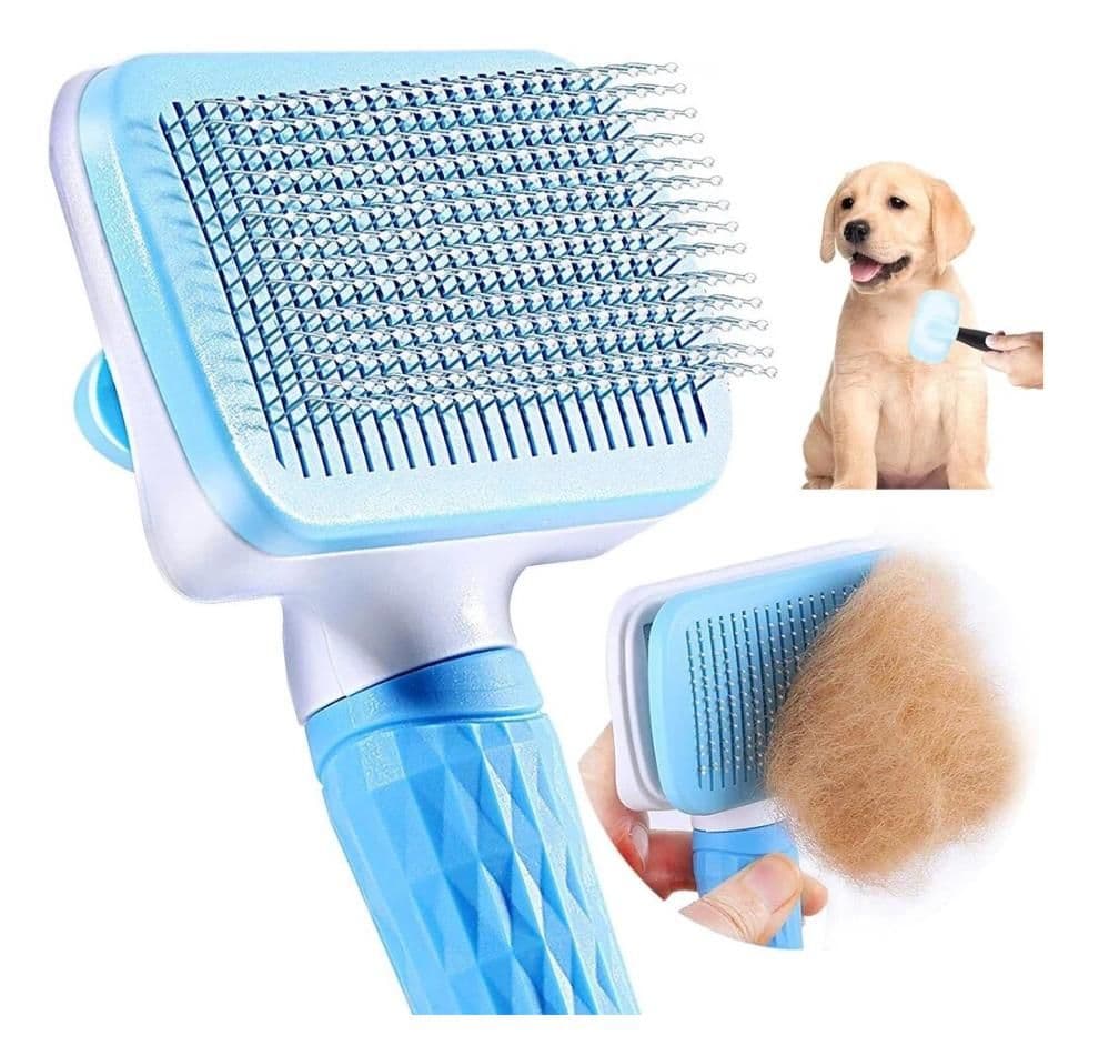 Self-cleaning pet brush, blue, for cats and dogs, photo 1 of 5