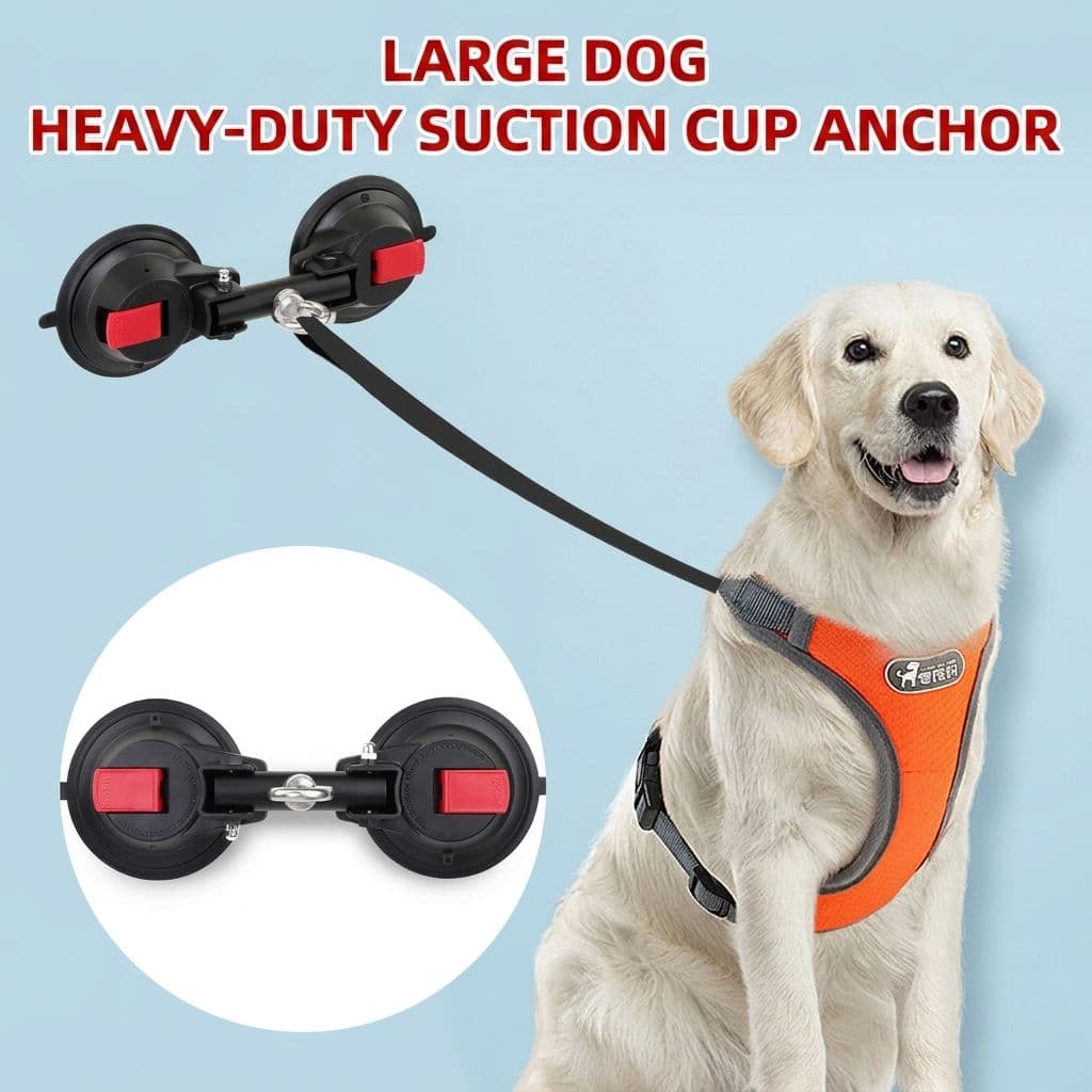 Heavy-Duty Suction Cup Anchor for Large Dogs – 360° Rotating Metal Ring, Dual 120mm Strong Suction Cups for Bathing, Grooming & Tug Toy Fixation on Smooth Surfaces, Reusable & Waterproof, photo 1 of 10