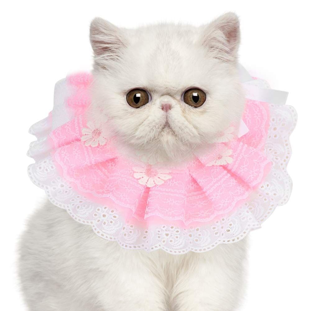Dog Bandana, Cute Lace Pets Scarf Neckerchief Collar with Bell Bandanas Scarfs Bibs for Dogs Cats Pets(XS), photo 1 of 5
