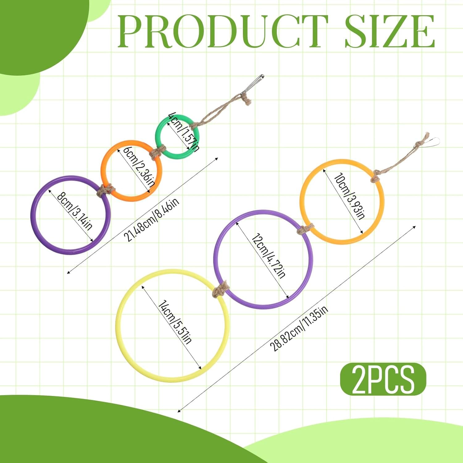 2 Pcs Snake Climbing Rings Snake Enrichment Toys for Ball Python Ball Python Tank Accessories, Reptile Enclosure Accessories Reptile Tank Accessory for Bearded Dragon, Chameleon, Lguana, Gecko, Lizard, photo 1 of 6