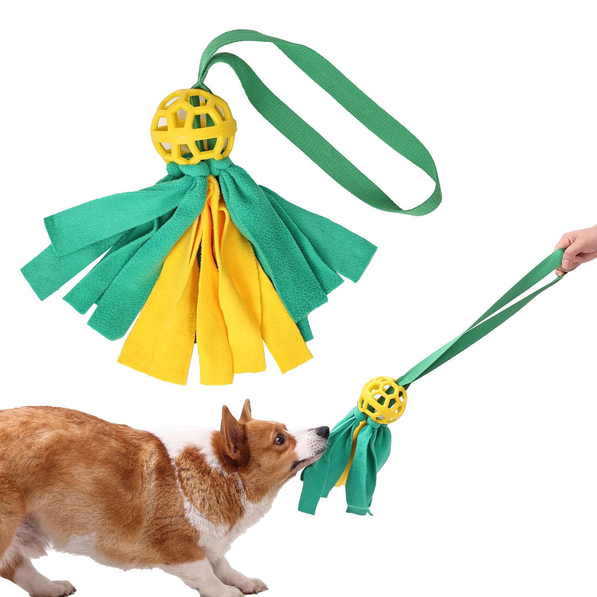 Interactive Dog Tug Toy,Indestructible Dog Toys for Aggressive Chewers,Tough Squeaky Dog Rope Toys for Training (Yellow & Green), photo 1 of 5