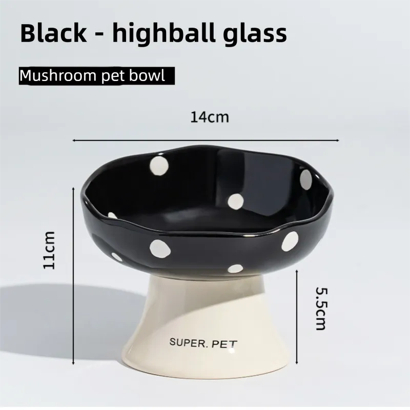 Elevated 15° Tilted Ceramic Cat Bowl - Anti-Chin Acne Glaze Finish, Non-Slip Weighted Base & Neck Protection Pet Feeder