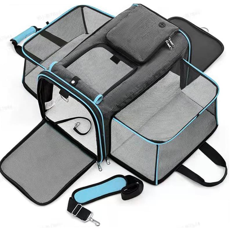 Foldable Portable Pet Carrier Bag - Large Capacity Travel Backpack for Cats and Small Dogs, Expandable Car Pet Bag, Handheld Pet Carrier for Outdoor Adventures