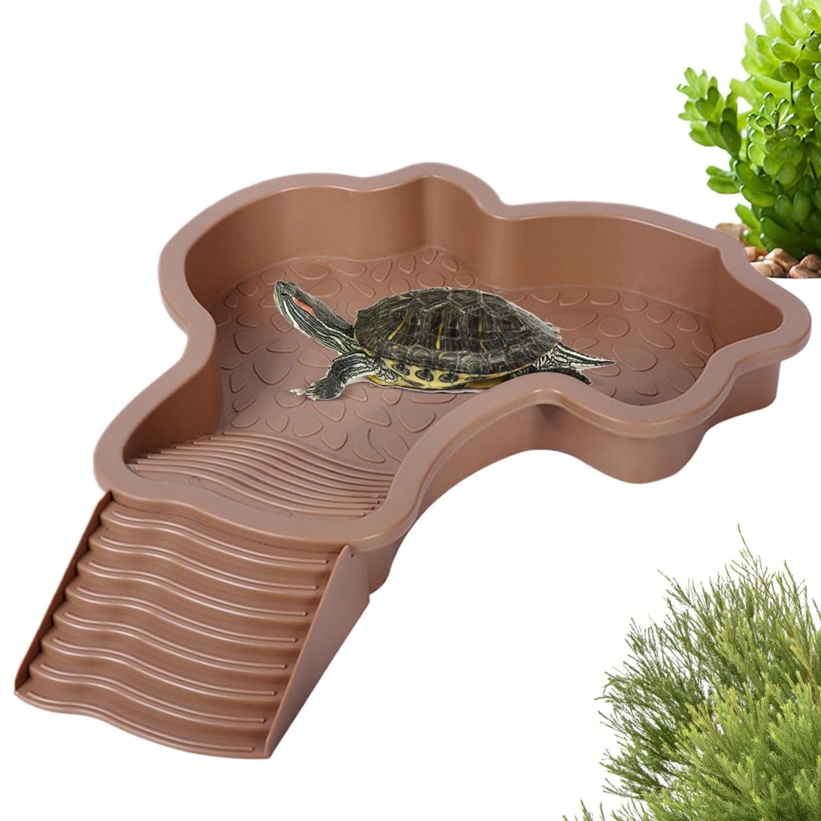 Reptile Bathing Pool Turtle Bath Amphibians Accessories with Ramp Tortoise Feeder Lizards Habitat for Tortoise Scorpion Snake, photo 1 of 10