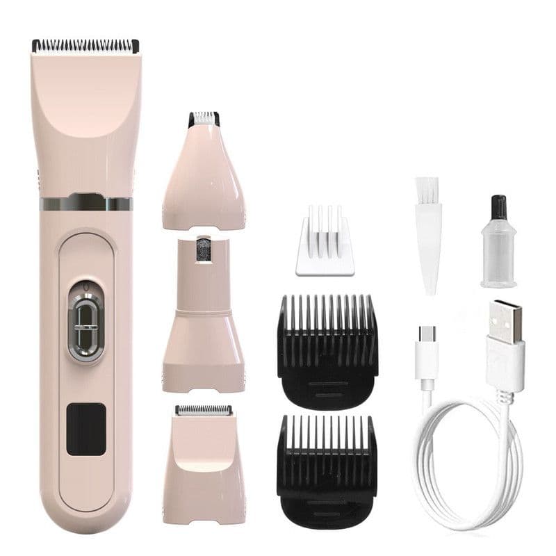 4-in-1 Pet Electric Clipper, Cat and Dog Hair Trimmer and Nail Grinder, Pet Grooming Supplies
