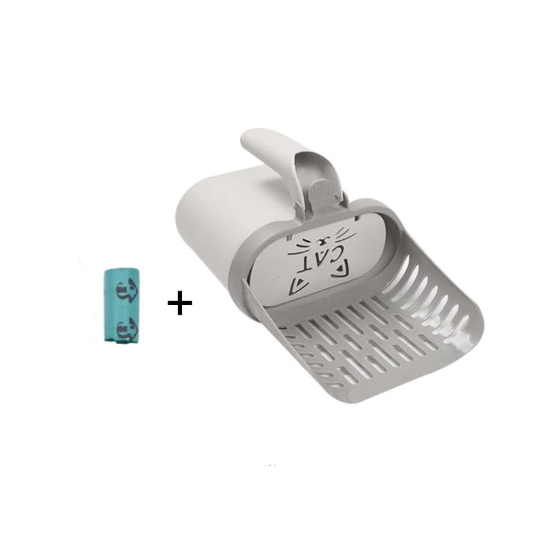 2-in-1 Cat Litter Scoop with Integrated Waste Bin & Refill Bags Detachable Sifter Shovel Anti-Reflux Baffle Grey, photo 1 of 10