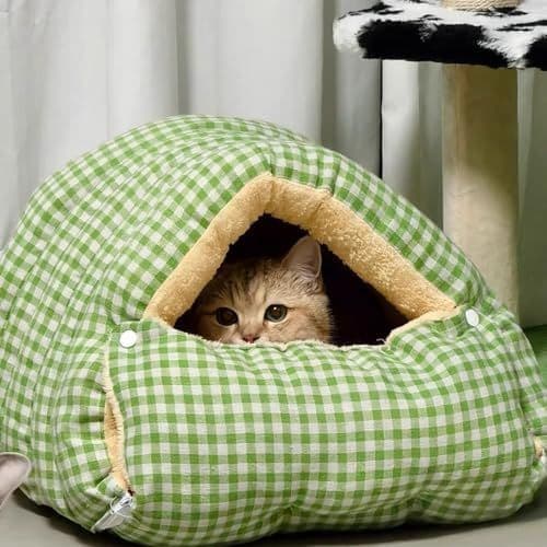 Medium Cat Beds for Indoor Closed/Open Cats Pet Bed Switchable Large Cat Cave for Pet Cat House Safe Cat Small Dog Bed Selfwarming Cat Dog Shelter for Winter, photo 1 of 10