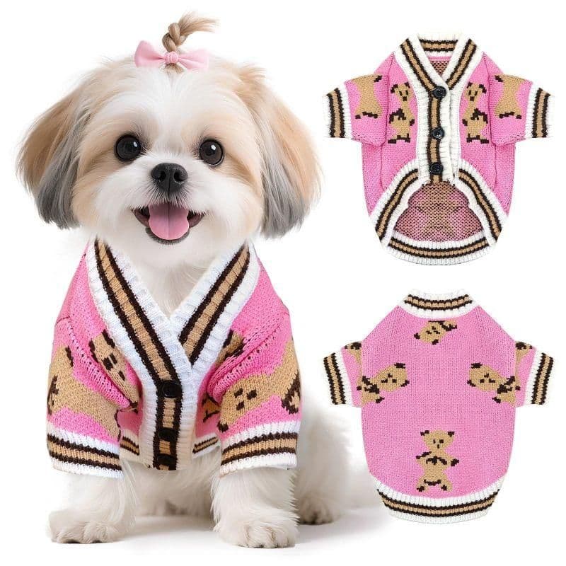 Cute Knitted Bear Sweater for Dogs Cats Soft Warm Autumn Winter Pet Jumper