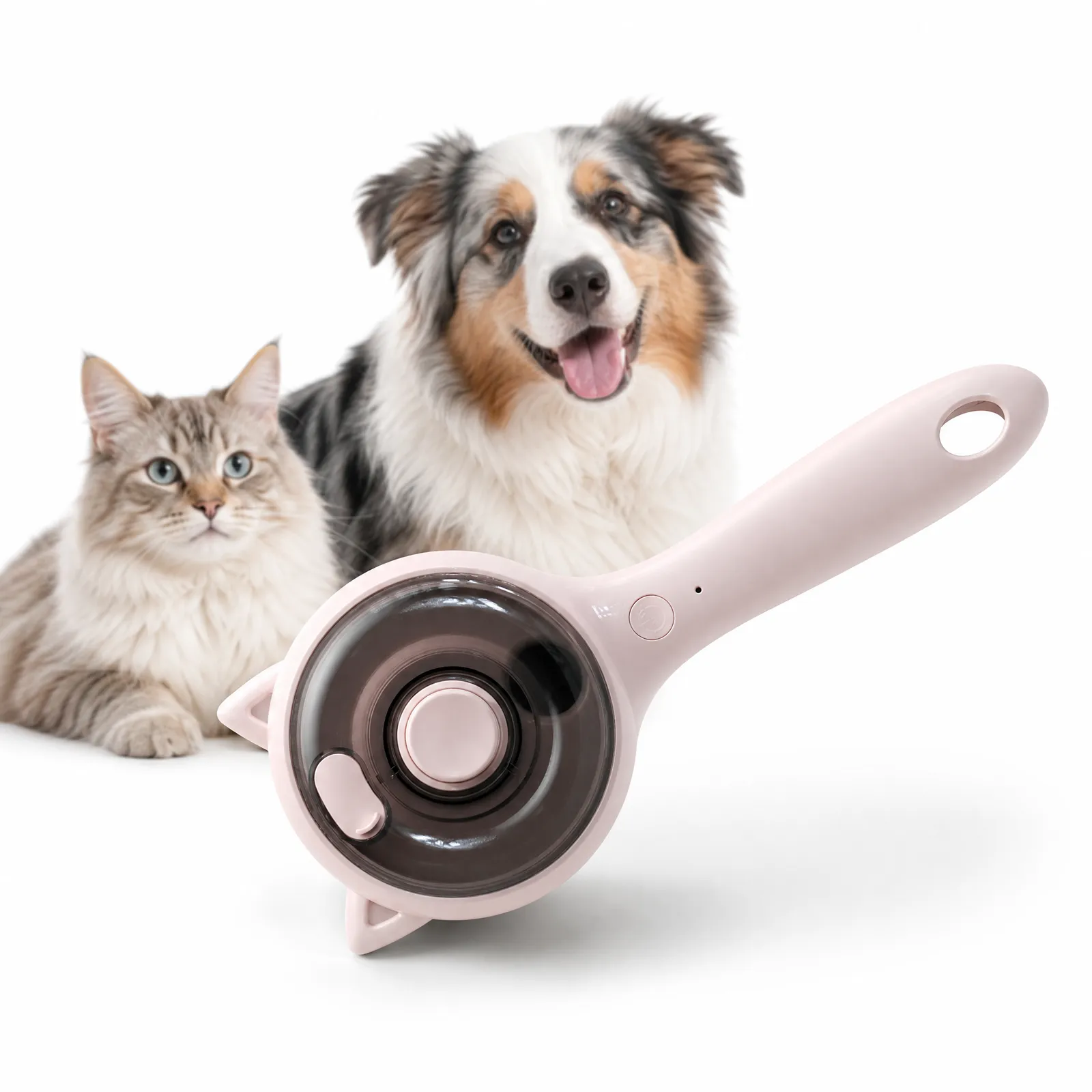 Pet Spray Grooming Brush for Cats and Dogs, Rechargeable Self Cleaning Slicker Brush with Fine Mist, 30ml Water Tank, 500mAh Battery, One Click Fur Release, Type-C Charging