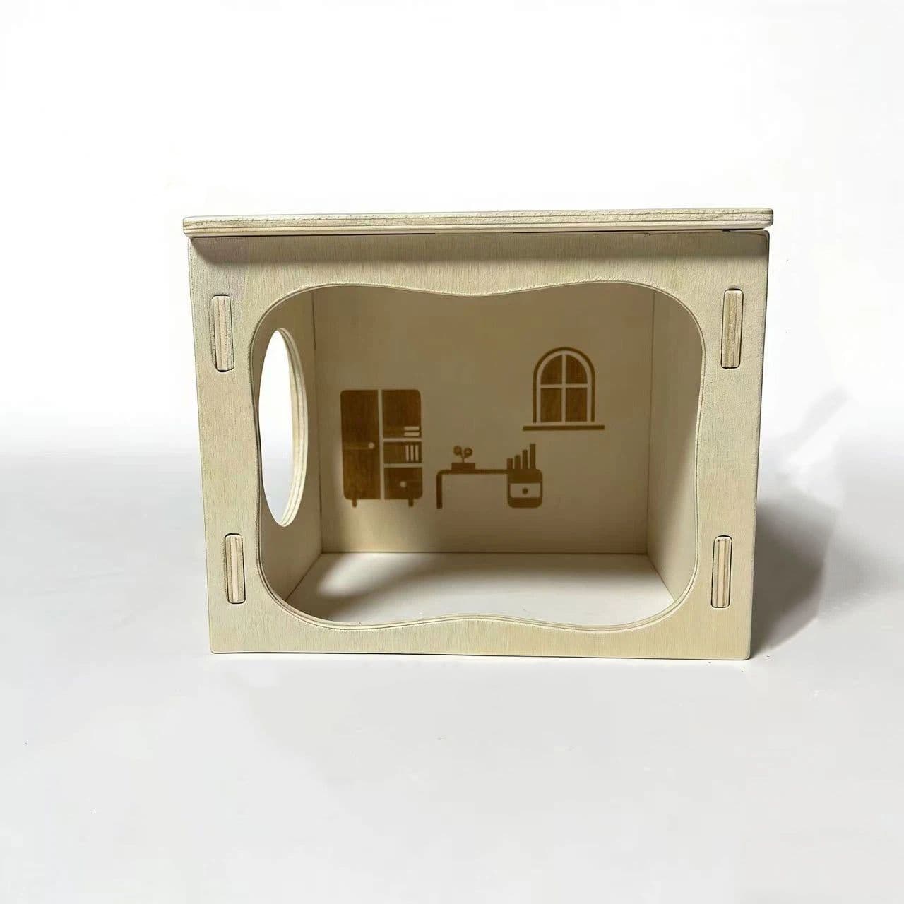 Hamster hiding place, wooden cabin, small animal, pet tunnel, exploration toy, dwarf hamster, sand rat, hedgehog, mouse's secret peephouse (study), photo 1 of 5