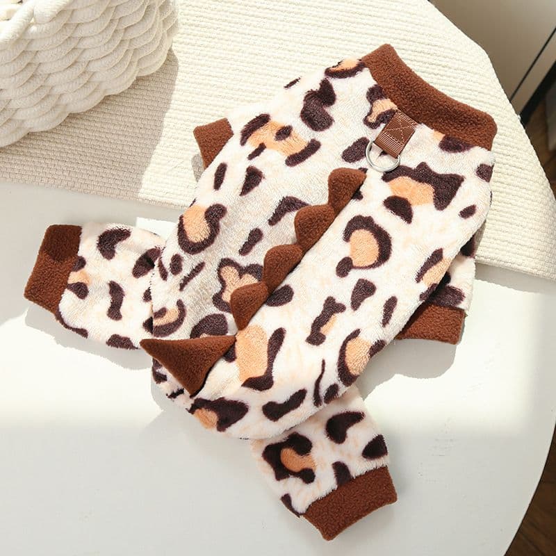 shine Pet Four Legged Clothing Polyester Cotton Four-legged flannel extra-long-eared rabbit back length - brown leopard print, photo 1 of 10