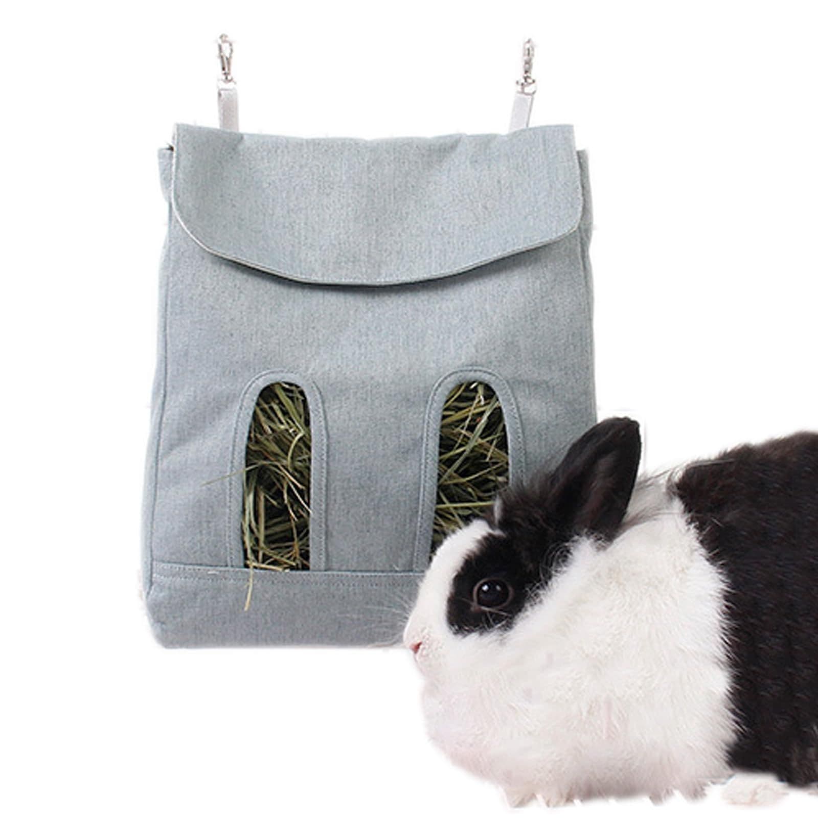 2pcs Rabbit Hay Feeder Bag, Guinea Pig Hay Feeder Storage,Sack Hay Bag Feeding Storage for Chinchilla Hamsters Rabbit Guinea Pig Small Animals (L, Blue), photo 1 of 5