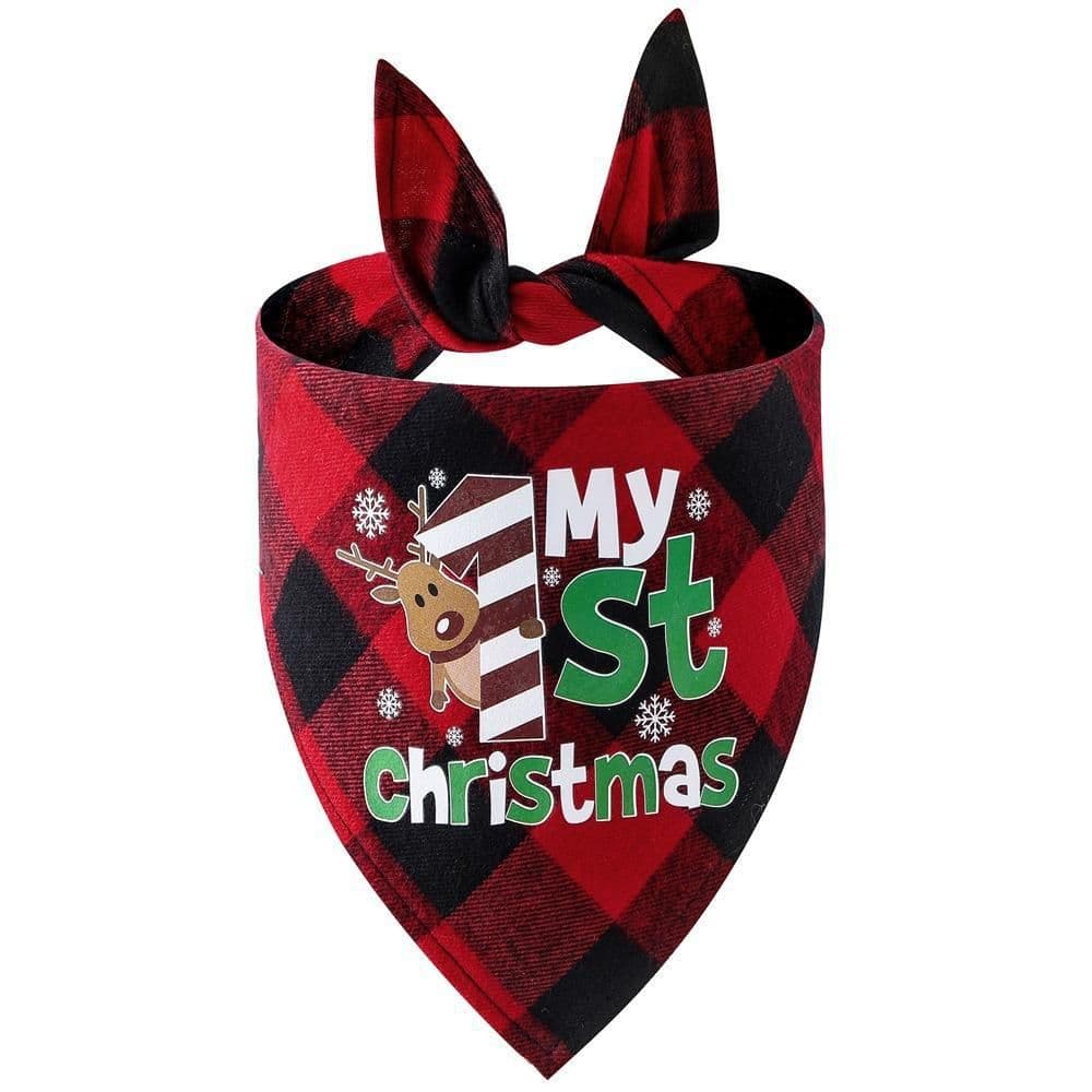 Christmas Pet Triangle Scarf Dog Bandana Pet Wearable Accessories Red Grid, photo 1 of 10