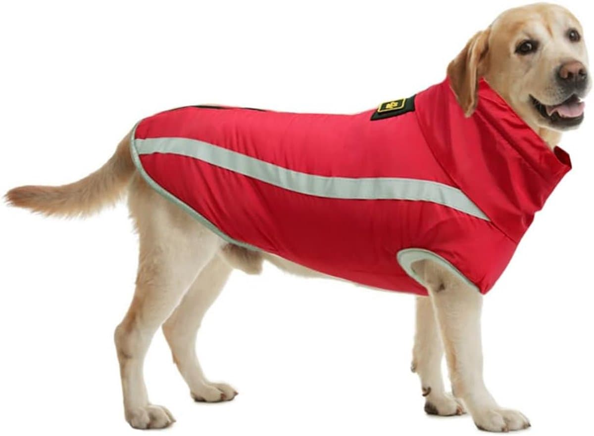 Dog Coat - Waterproof and Warm for Winter - Warm Dog Jacket - Windproof Fleece for Puppies - Reflective Outerwear - Cold Weather Vest - Perfect for Small, Medium, and Large Dogs - Red - Size 4XL, photo 1 of 6