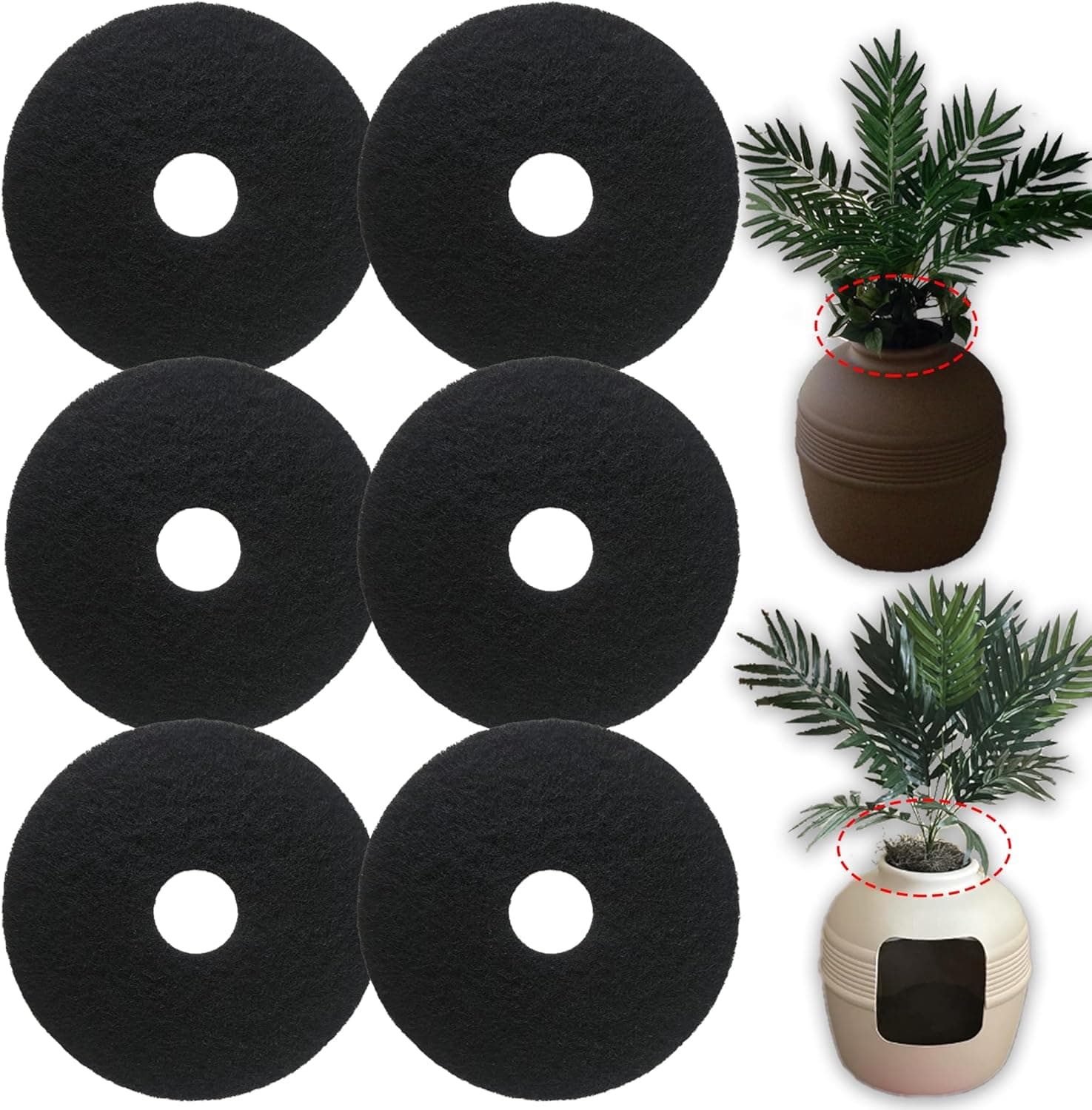 Cat Litter Box Replacement Carbon Charcoal Filters Compatible with Hidden Cat Litter Box( 6PCS ) - Activated Carbon Charcoal Filters for Cat Litter Box, Absorbing Odor, Keep Home Fresh, photo 1 of 7