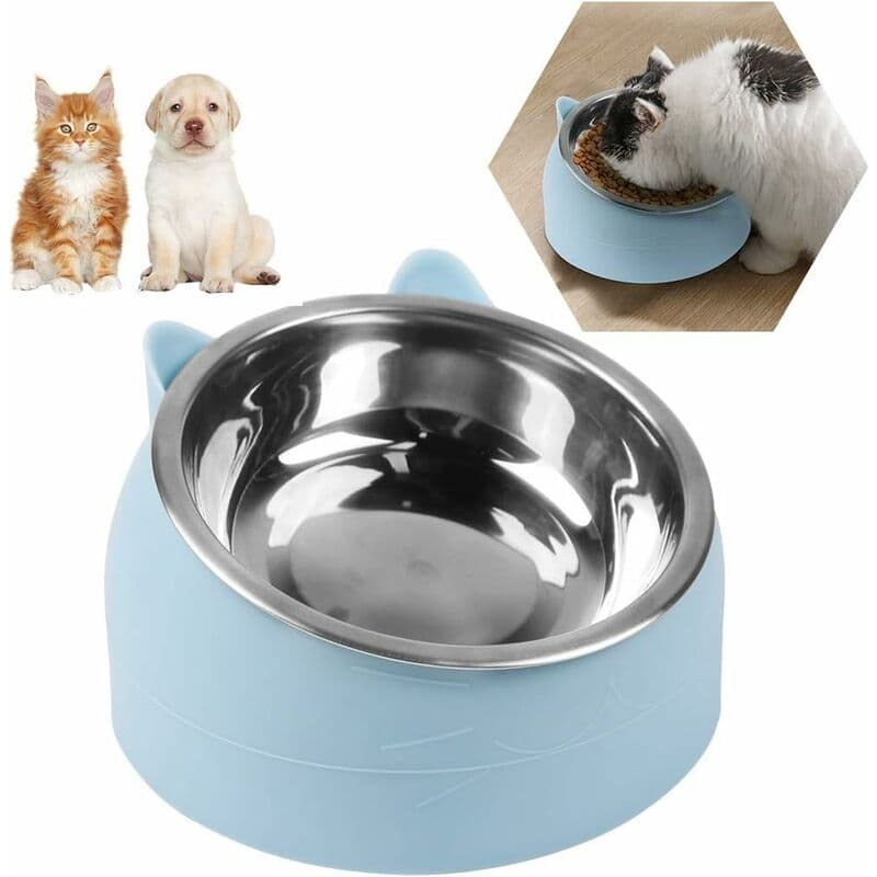 Cat Bowl, Pet Bowl Set, Raised And Tilted Cat Bowl, Small Dog Bowl, Removable Cat And Dog Bowl, 15° Tilted Raised, photo 1 of 4