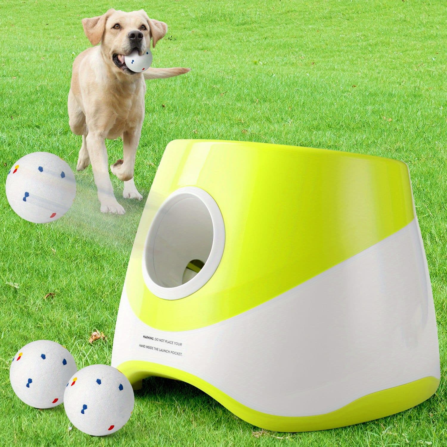 Automatic Dog Tennis Ball Launcher for Indoor & Outdoor Play, Adjustable 3-Speed Thrower with 3 Durable Chew Balls, Rechargeable Fetch Machine for Small, Medium, and Large Dogs, photo 1 of 10