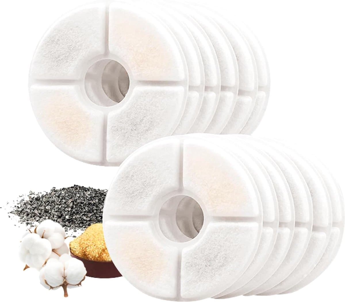 12 Pieces - Drinking Fountain Filters Refills - Water Fountain Filters - Drinking Fountain Filters - Replacement Filter Cat Fountain - Drinking Filter - Activated Carbon Filter - Round - Filter Replacement Filter - White - 12.5*3.5cm - Refills, photo 1 of 5
